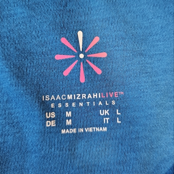 Isaac Mizrahi Live! Essentials Pima Cotton V-Neck Hi-Low Hem Top Blue NWOT - Picture 7 of 8